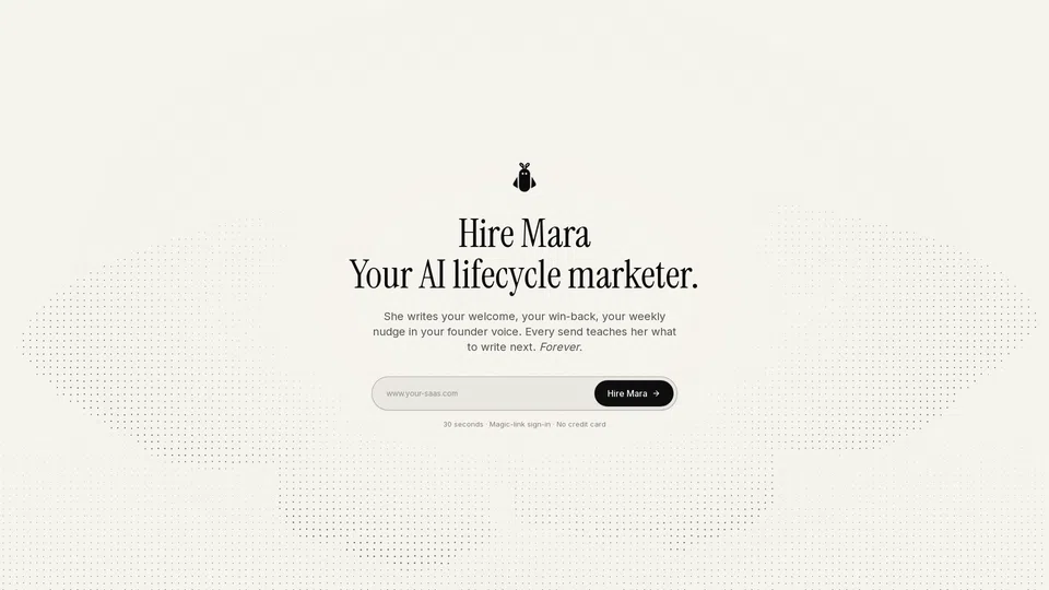 Homepage snapshot at launch