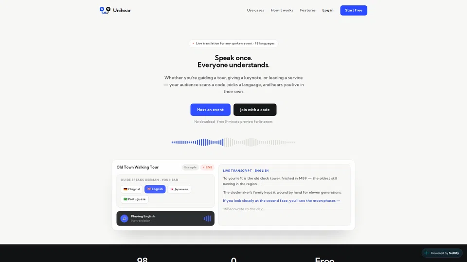 Homepage snapshot at launch