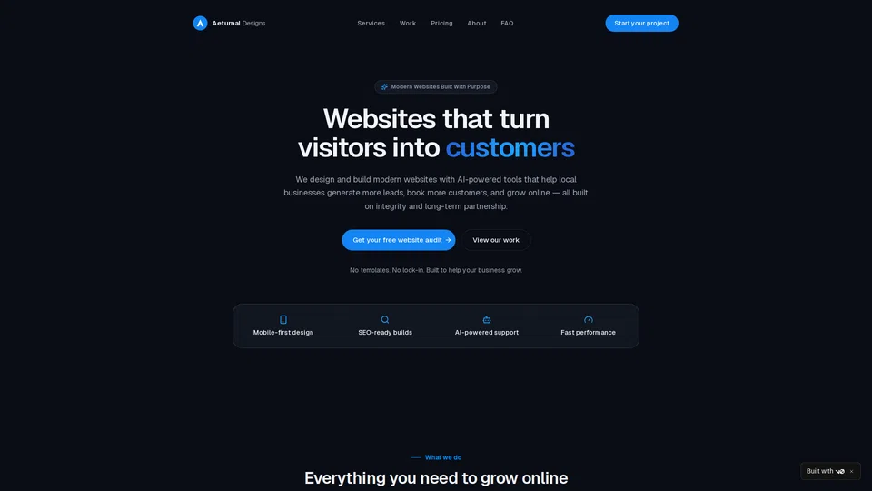 Homepage snapshot at launch