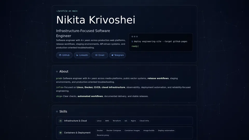 Homepage snapshot at launch