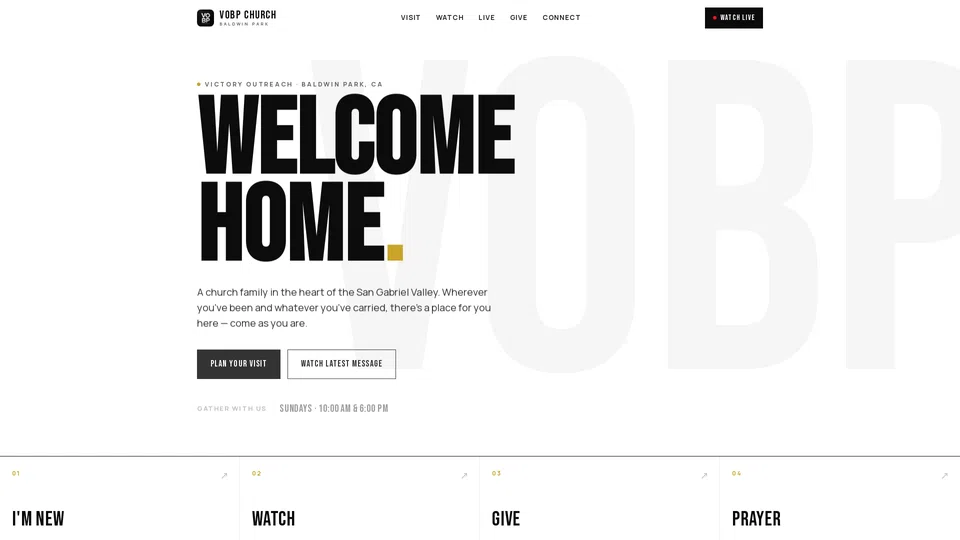 Homepage snapshot at launch