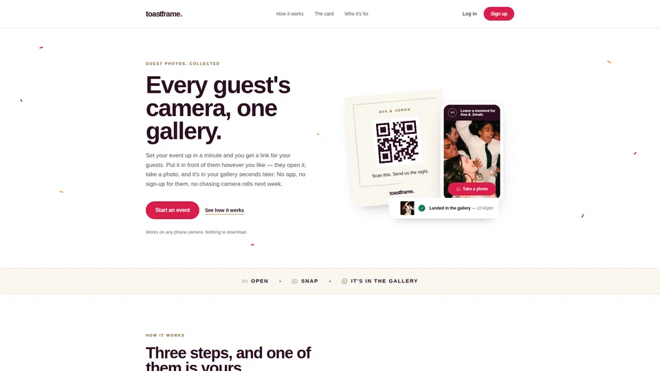 Homepage snapshot at launch
