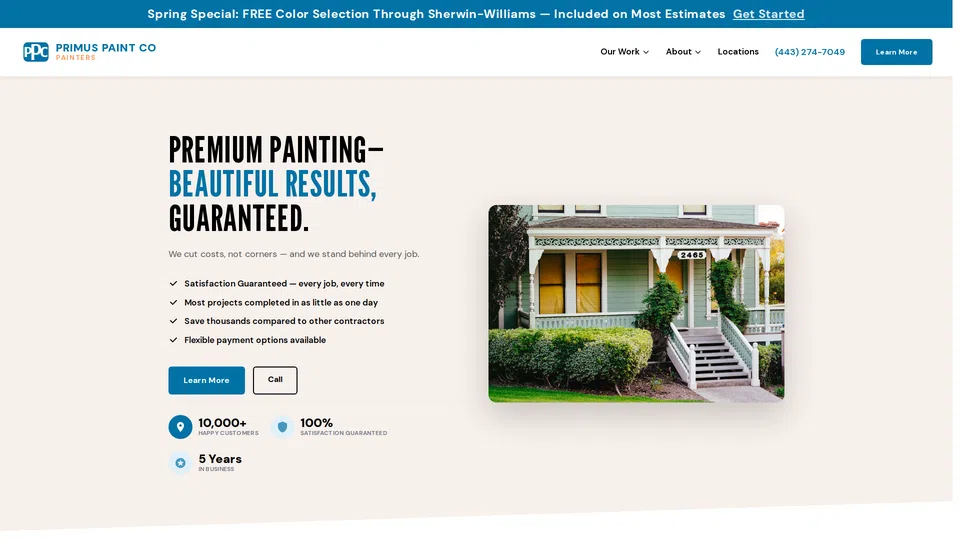 Homepage snapshot at launch