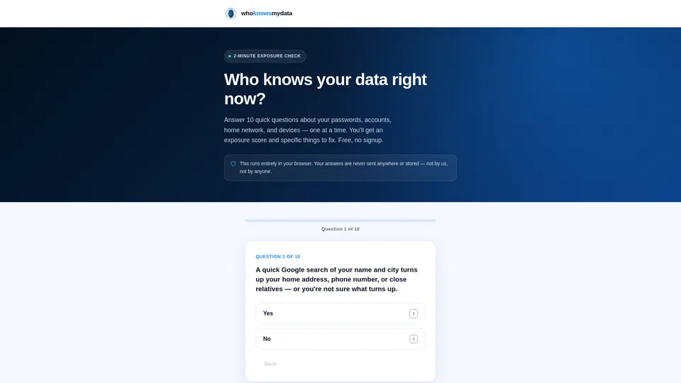 Homepage snapshot at launch