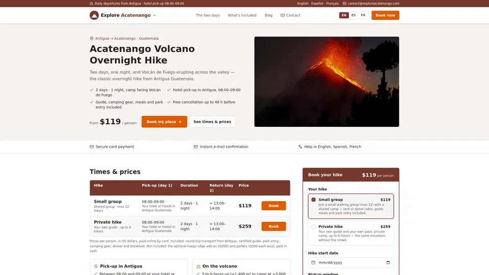 Homepage snapshot at launch