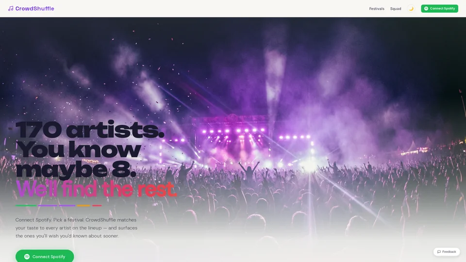 Homepage snapshot at launch