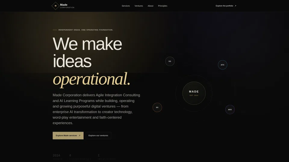 Homepage snapshot at launch