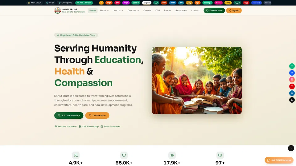 Homepage snapshot at launch