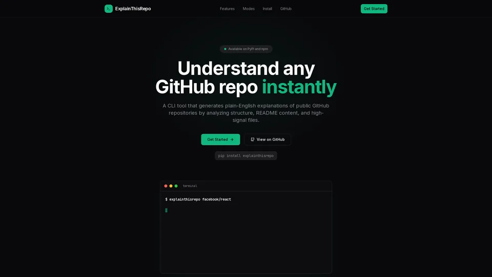 Homepage snapshot at launch