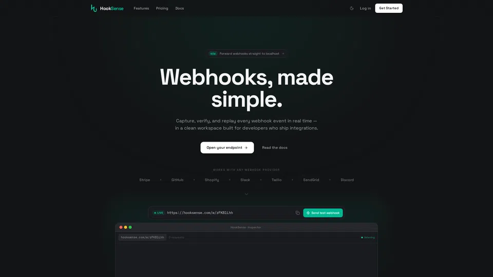Homepage snapshot at launch