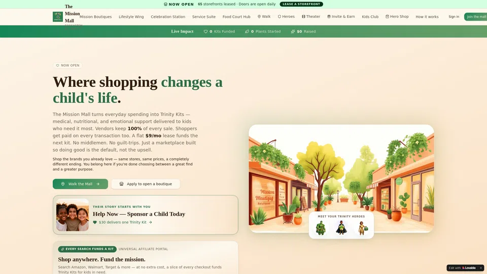 Homepage snapshot at launch