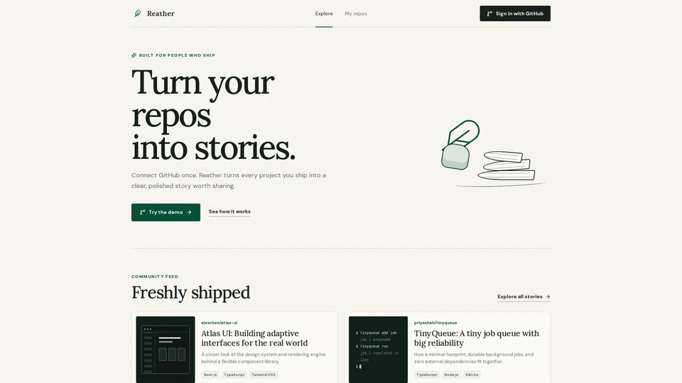 Homepage snapshot at launch