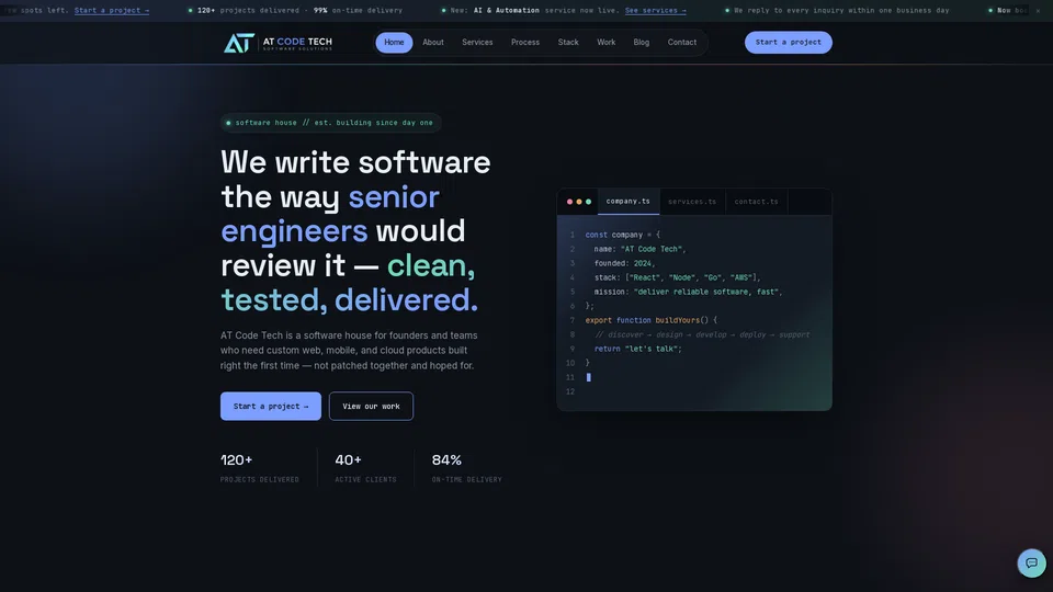 Homepage snapshot at launch