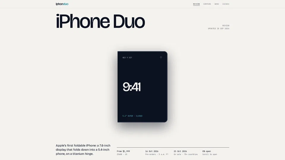 Homepage snapshot at launch