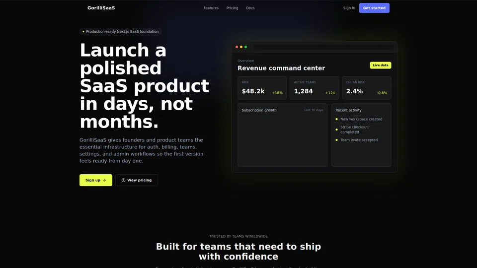 Homepage snapshot at launch