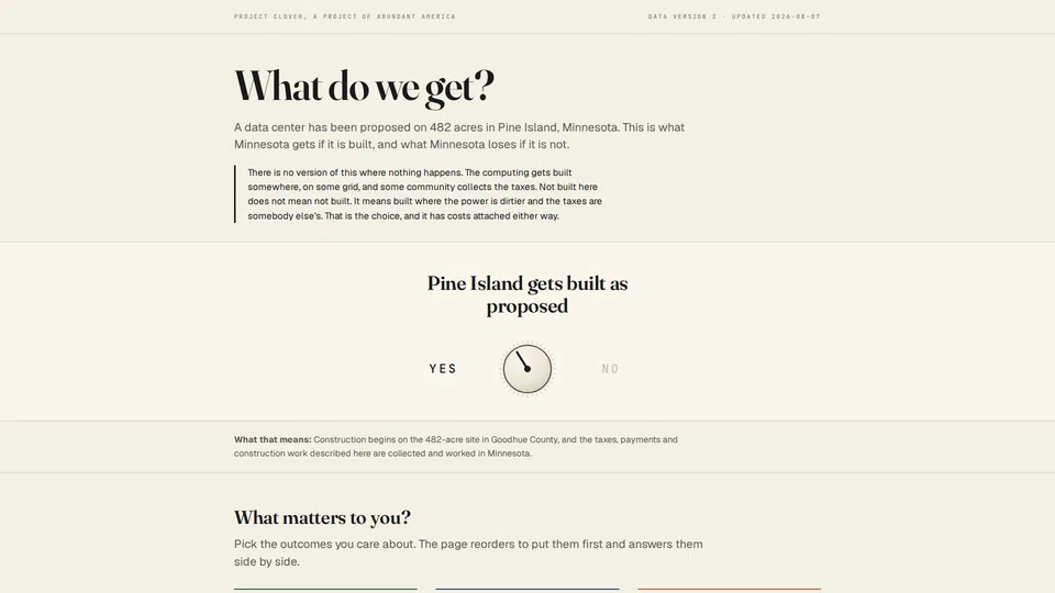 Homepage snapshot at launch