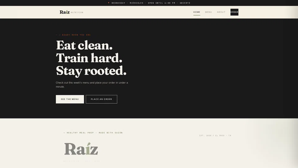 Homepage snapshot at launch