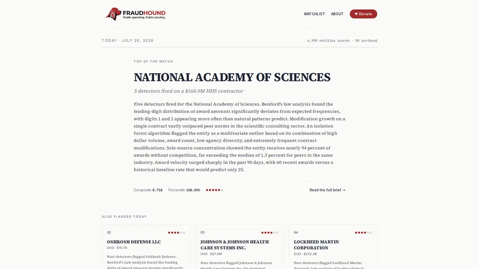 Homepage snapshot at launch
