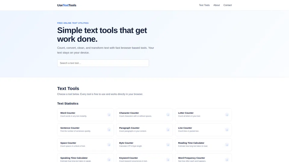 Homepage snapshot at launch