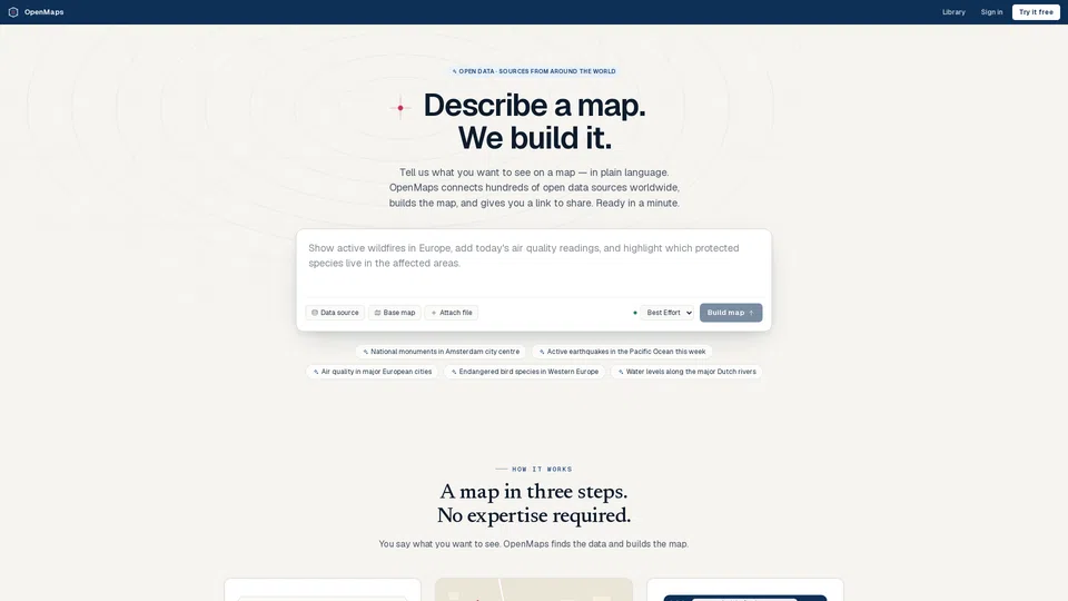 Homepage snapshot at launch