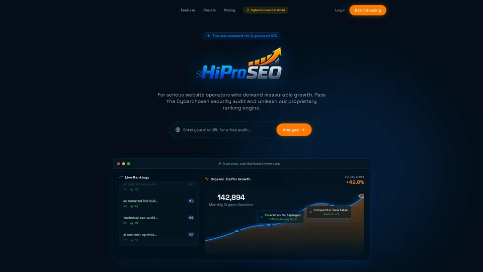 Homepage snapshot at launch
