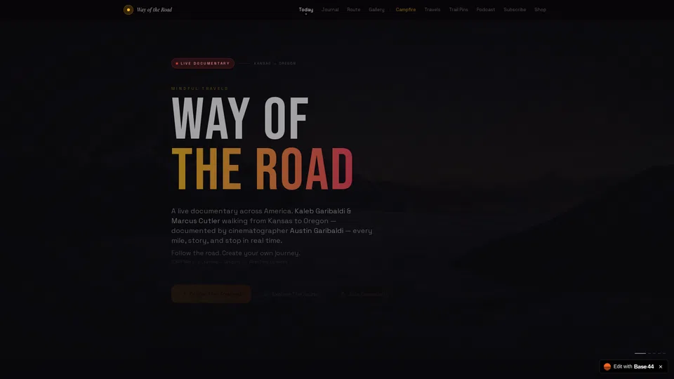 Homepage snapshot at launch