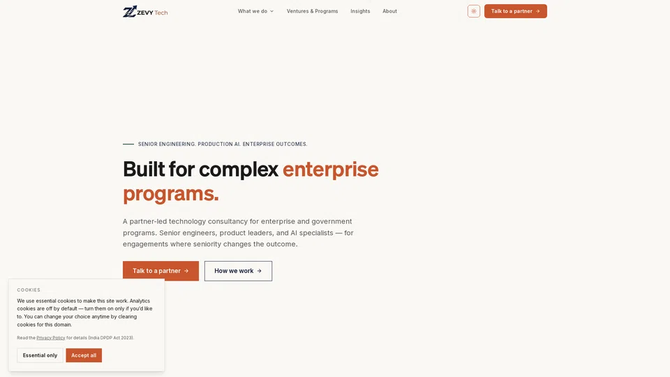 Homepage snapshot at launch