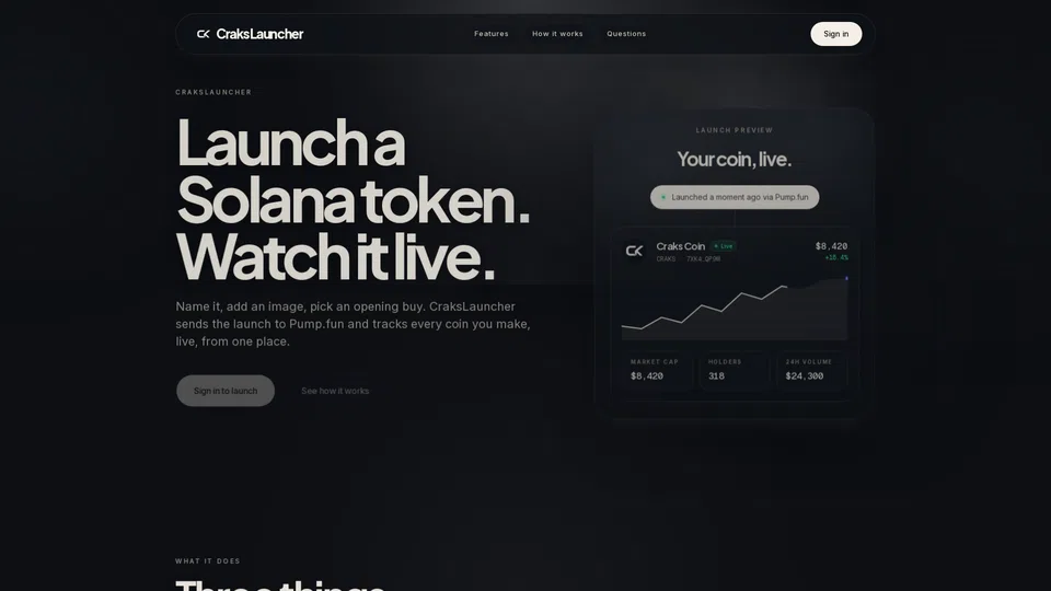 Homepage snapshot at launch