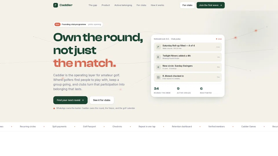 Homepage snapshot at launch