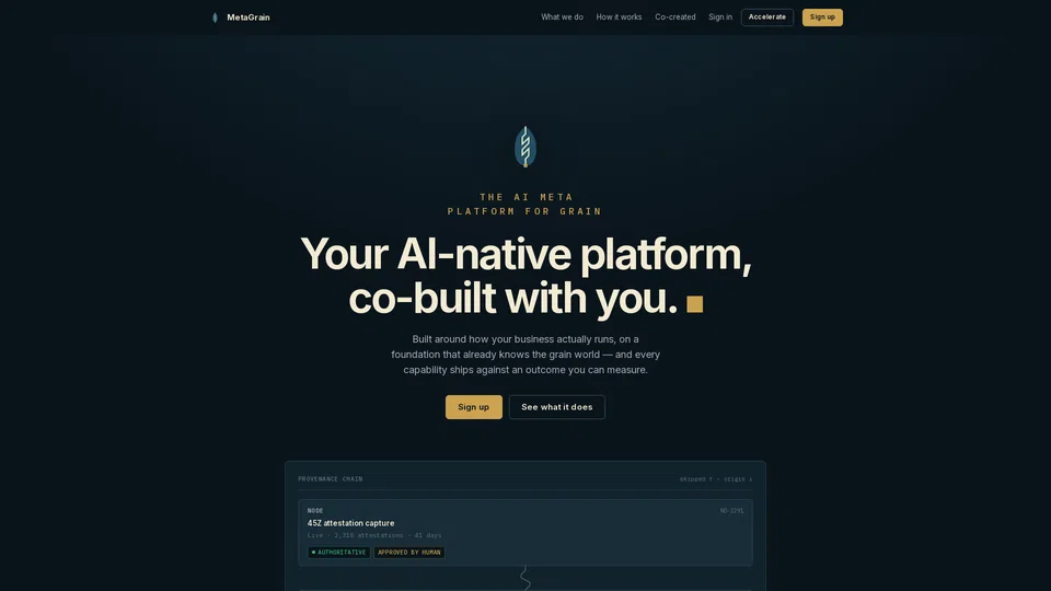 Homepage snapshot at launch