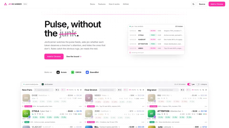 Homepage snapshot at launch