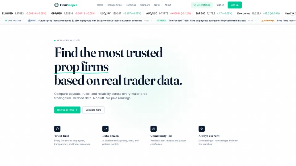 Homepage snapshot at launch