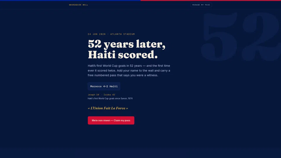 Homepage snapshot at launch