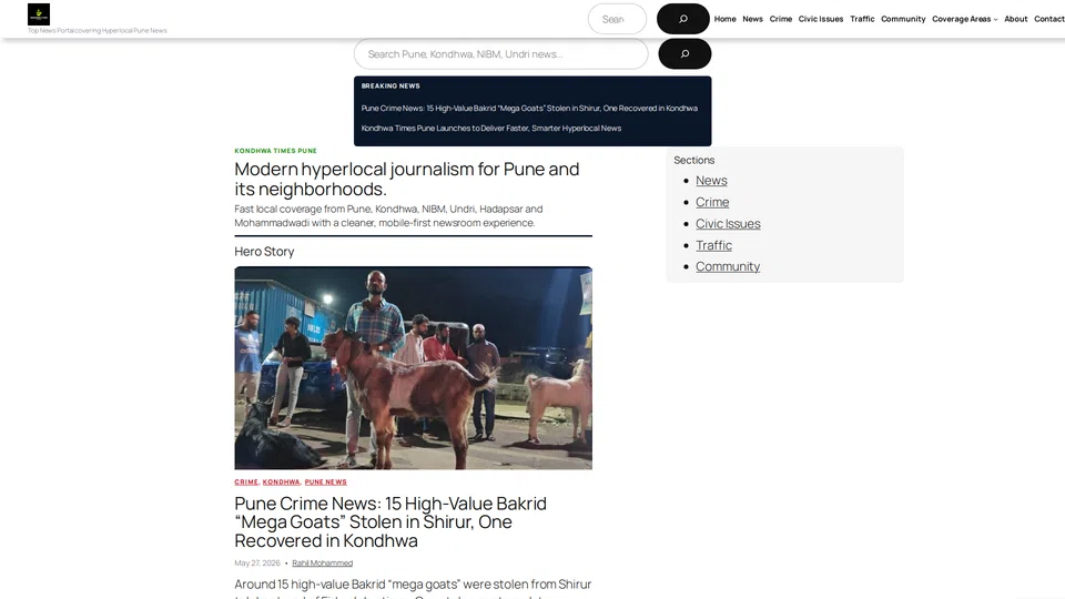 Homepage snapshot at launch