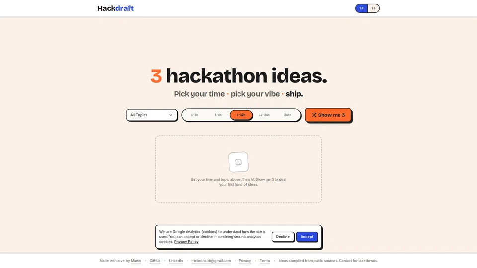 Homepage snapshot at launch