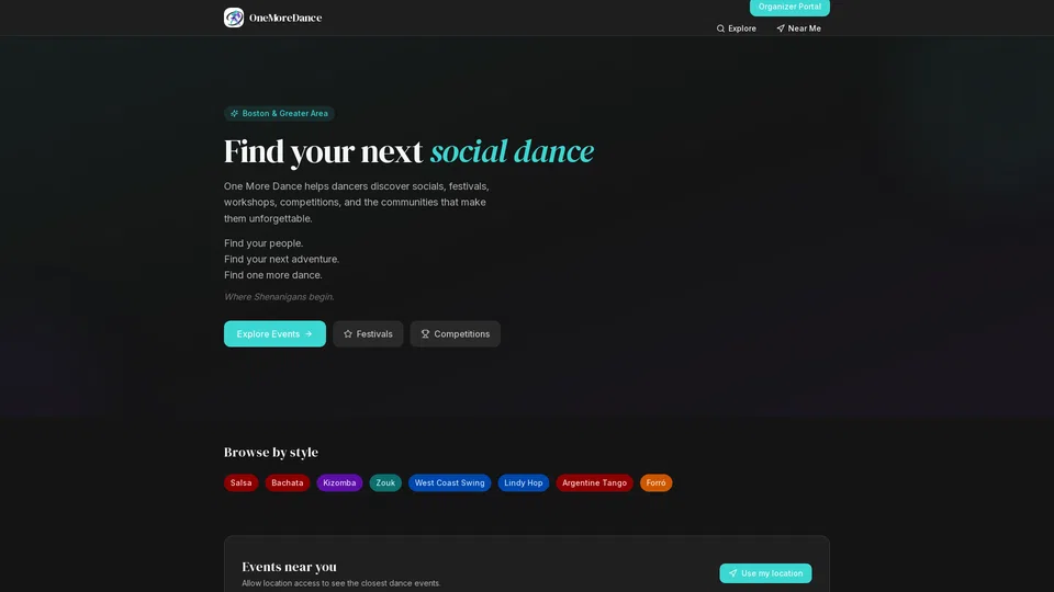 Homepage snapshot at launch