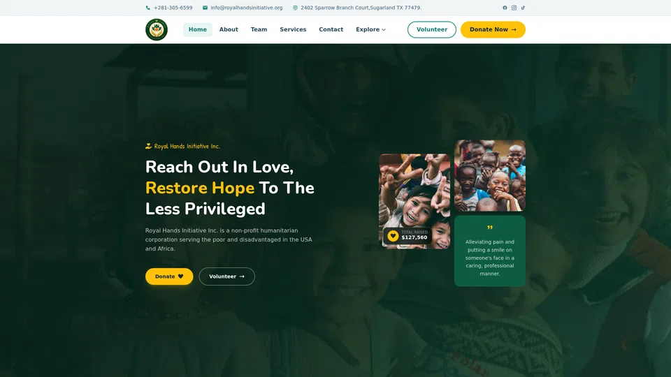 Homepage snapshot at launch