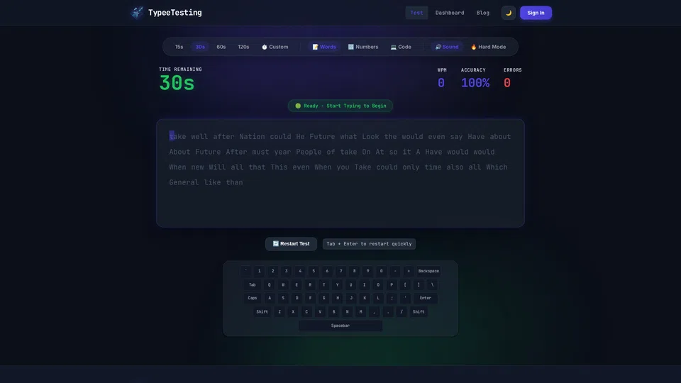 Homepage snapshot at launch