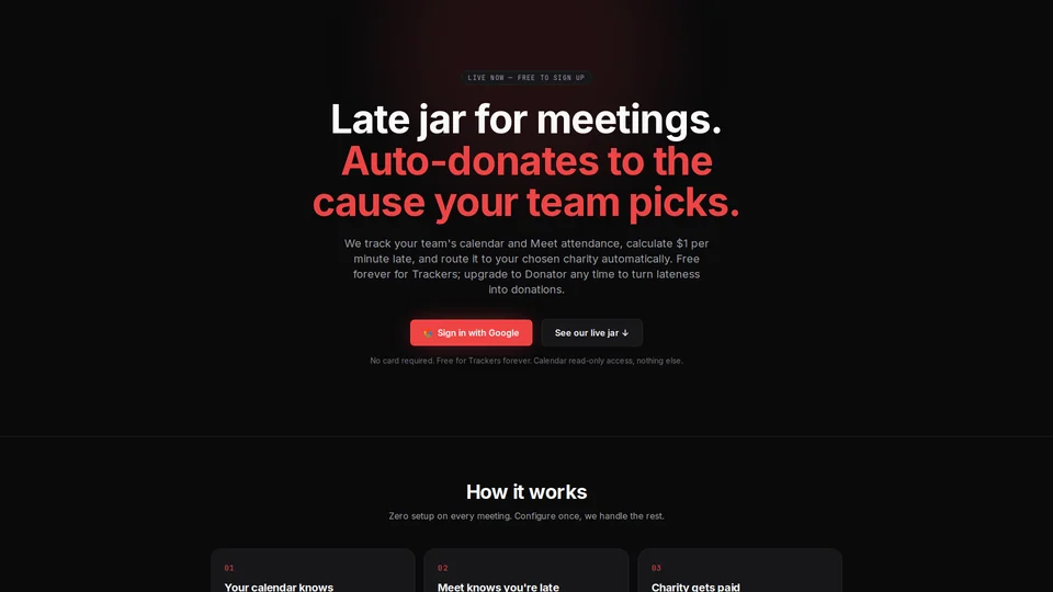 Homepage snapshot at launch
