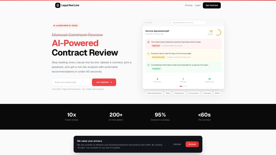 Screenshot of legalredline.com