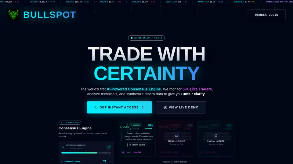 Screenshot of bullspot.app