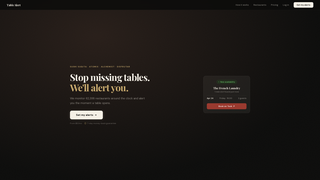 Screenshot of tablealert.app