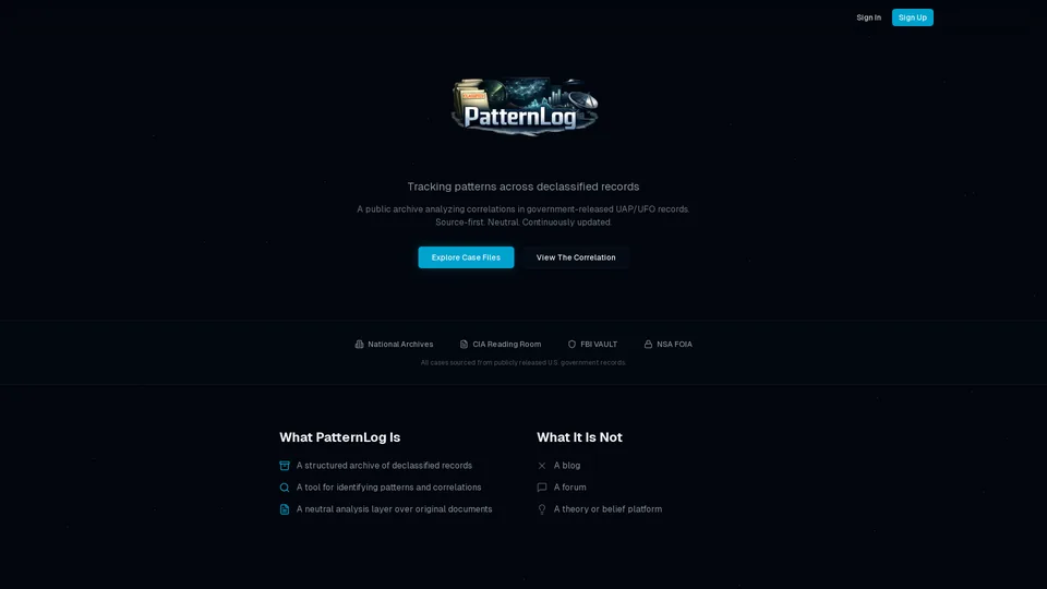 Screenshot of patternlog.org