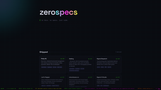 Screenshot of zerospecs.app