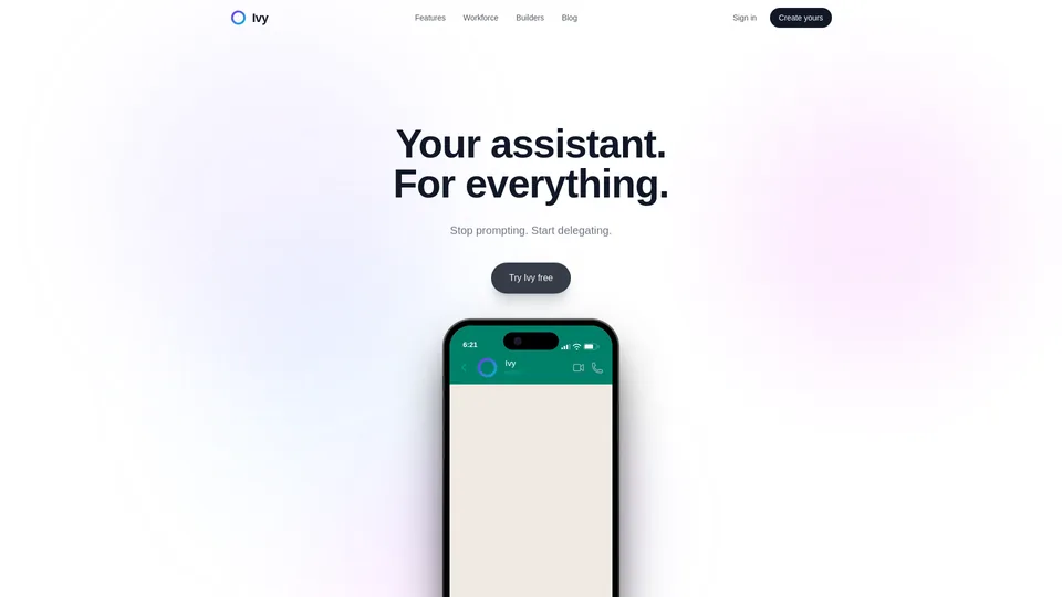Screenshot of heyivy.io