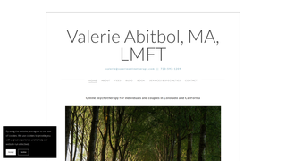 Screenshot of valerieonlinetherapy.com