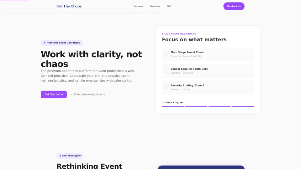 Screenshot of cuthechaos.com
