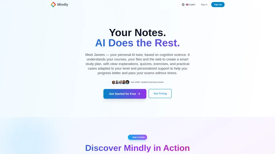 Screenshot of mindlylearn.com