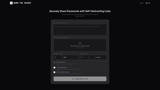 Screenshot of burnthesecret.com