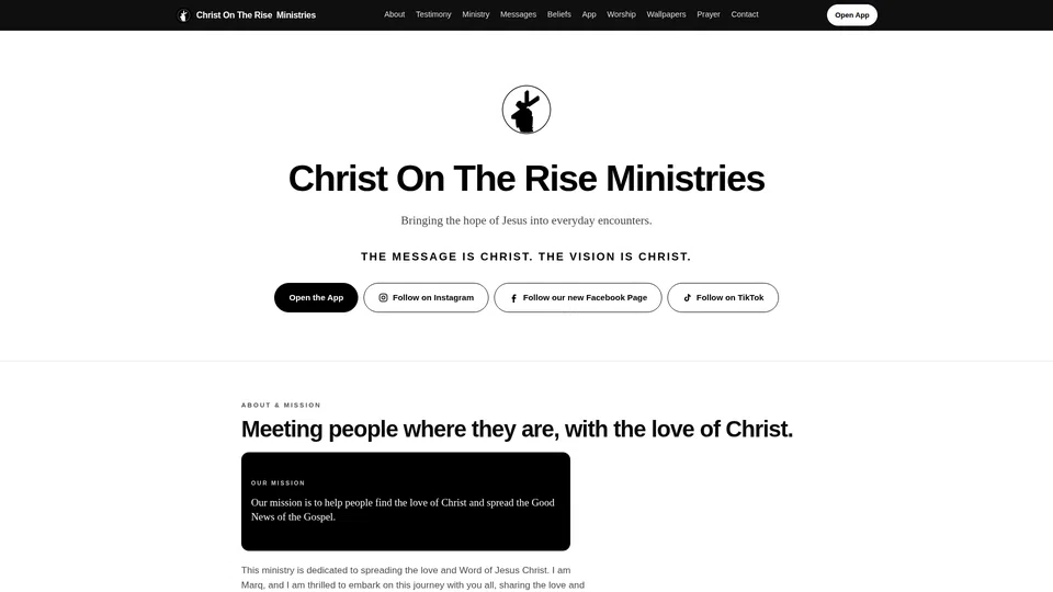 Screenshot of christontheriseministries.com